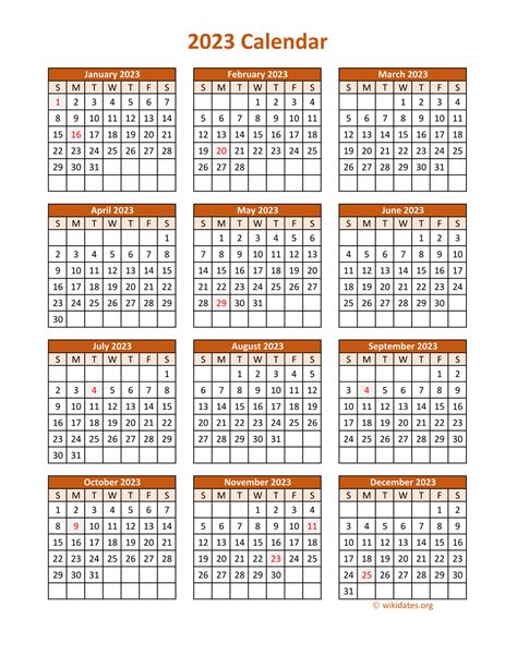 Single Page 2023 Calendar